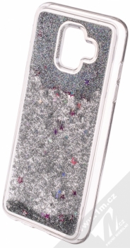 Sligo Liquid Glitter Full ochranný kryt s přesýpacím efektem třpytek pro Samsung Galaxy A6 (2018) stříbrná (silver) animace 2