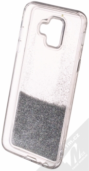Sligo Liquid Glitter Full ochranný kryt s přesýpacím efektem třpytek pro Samsung Galaxy A6 (2018) stříbrná (silver) zepředu