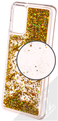 Sligo Liquid Sparkle Full ochranný kryt s přesýpacím efektem třpytek pro Samsung Galaxy S20 Plus zlatá (gold)