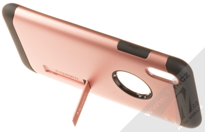 Spigen Slim Armor odolný ochranný kryt se stojánkem pro Apple iPhone XS Max růžově zlatá (rose gold) stojánek
