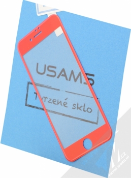 USAMS 3D Curved Tempered Glass barevné ochranné tvrzené sklo na displej pro Apple iPhone 7 červená (red)