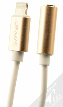 USAMS Audio Adaptor hudební redukce z Apple Lightning na jack 3,5mm konektor bílá zlatá (white gold)