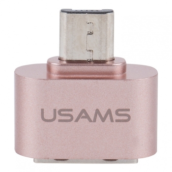 USAMS OTG miniaturní a elegantní OTG redukce z microUSB na USB pro mobilní telefon, mobil, smartphone, tablet růžově zlatá (rose gold)