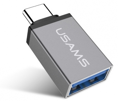 USAMS OTG miniaturní a elegantní OTG redukce z USB Type-C na USB pro mobilní telefon, mobil, smartphone, tablet šedá (grey)