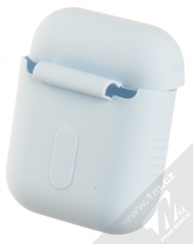 USAMS Ultra-thin Silicone Protective Cover silikonové pouzdro pro sluchátka Apple AirPods světle modrá (light blue) zezadu