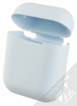USAMS Ultra-thin Silicone Protective Cover silikonové pouzdro pro sluchátka Apple AirPods světle modrá (light blue)