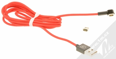 USAMS US-SJ148 U-Boss Magnetic Cable zalomený USB kabel s magnetickým 5 pinovým konektorem a samostatnou magnetickou záslepkou s Apple Lightning konektorem červená (red) konektor