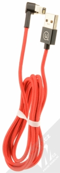 USAMS US-SJ148 U-Boss Magnetic Cable zalomený USB kabel s magnetickým 5 pinovým konektorem a samostatnou magnetickou záslepkou s Apple Lightning konektorem červená (red) komplet