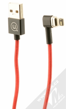 USAMS US-SJ148 U-Boss Magnetic Cable zalomený USB kabel s magnetickým 5 pinovým konektorem a samostatnou magnetickou záslepkou s Apple Lightning konektorem červená (red)