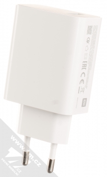 Xiaomi MDY-10-EL originální nabíječka do sítě 27W s USB výstupem QuickCharge 4.0 a originální USB kabel s USB Type-C konektorem bílá (white) nabíječka zezadu