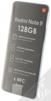Xiaomi Redmi Note 9 4GB/128GB s NFC bílá fialková (polar white) šikmo zezadu