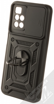 1Mcz Armor CamShield odolný ochranný kryt s držákem na prst pro Xiaomi Redmi 10 černá (black) otevřené a držák
