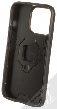 1Mcz Armor Ring odolný ochranný kryt s držákem na prst pro Apple iPhone 13 Pro černá (black) zepředu