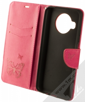 1Mcz Bridges Roj motýlů 1 Book flipové pouzdro pro Xiaomi Mi 10T Lite 5G sytě růžová (hot pink) otevřené