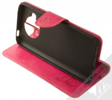 1Mcz Bridges Roj motýlů 1 Book flipové pouzdro pro Xiaomi Mi 10T Lite 5G sytě růžová (hot pink) stojánek