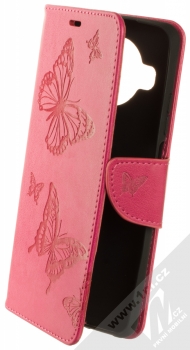 1Mcz Bridges Roj motýlů 1 Book flipové pouzdro pro Xiaomi Mi 10T Lite 5G sytě růžová (hot pink)