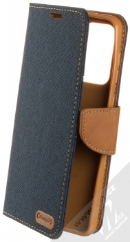 1Mcz Canvas Book flipové pouzdro pro Samsung Galaxy A33 5G tmavě modrá hnědá (dark blue camel)