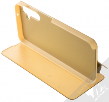 1Mcz Clear View flipové pouzdro pro Samsung Galaxy A14 4G, Galaxy A14 5G zlatá (gold) stojánek