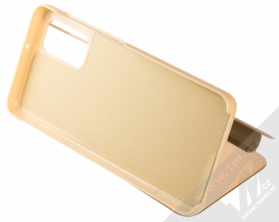 1Mcz Clear View flipové pouzdro pro Samsung Galaxy A32 5G zlatá (gold) stojánek