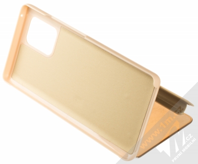 1Mcz Clear View flipové pouzdro pro Samsung Galaxy S10 Lite zlatá (gold) stojánek
