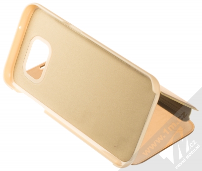 1Mcz Clear View flipové pouzdro pro Samsung Galaxy S7 Edge zlatá (gold) stojánek