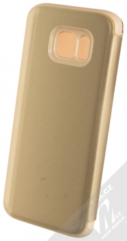 1Mcz Clear View flipové pouzdro pro Samsung Galaxy S7 Edge zlatá (gold) zezadu
