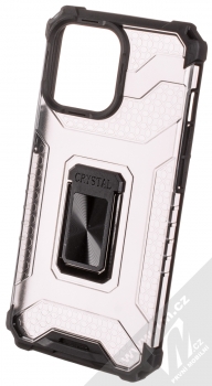 1Mcz Crystal Ring odolný ochranný kryt s držákem na prst, stojánkem a podporující magnetické držáky pro Apple iPhone 13 Pro černá (black)