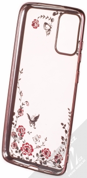 1Mcz Diamond Flower TPU ochranný kryt pro Samsung Galaxy S20 Plus růžově zlatá (rose gold) zepředu