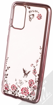1Mcz Diamond Flower TPU ochranný kryt pro Samsung Galaxy S20 Plus růžově zlatá (rose gold)