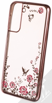 1Mcz Diamond Flower TPU ochranný kryt pro Samsung Galaxy S21 růžově zlatá (rose gold)