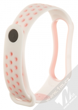 1Mcz Dots Double Color Silikonový sportovní řemínek pro Xiaomi Mi Band 5, Mi Band 6 bílá světle růžová (white light pink) zezadu