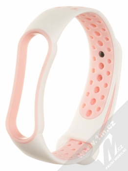 1Mcz Dots Double Color Silikonový sportovní řemínek pro Xiaomi Mi Band 5, Mi Band 6 bílá světle růžová (white light pink)