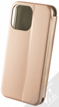 1Mcz Elegance Book flipové pouzdro pro Apple iPhone 14 Pro Max růžově zlatá (rose gold) zezadu
