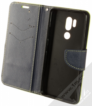 1Mcz Fancy Book Black flipové pouzdro pro LG G7 ThinQ limetkově zelená modrá (lime blue) otevřené