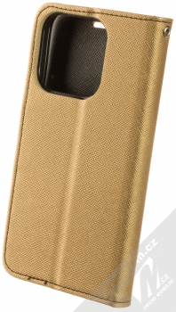1Mcz Fancy Book flipové pouzdro pro Apple iPhone 14 Pro zlatá černá (gold black) zezadu