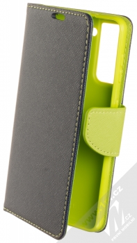 1Mcz Fancy Book flipové pouzdro pro Samsung Galaxy S21 modrá limetkově zelená (blue lime)