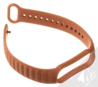 1Mcz Faux Leather Color Silikonový sportovní řemínek pro Xiaomi Mi Band 5, Mi Band 6 hnědá (brown) rozepnuté