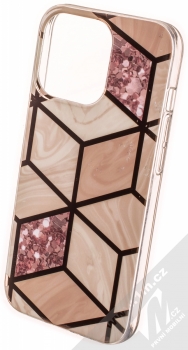 1Mcz Geometric Marble Cover ochranný kryt pro Apple iPhone 13 Pro růžově zlatá (rose gold)