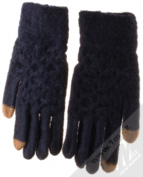 1Mcz Gloves Honeycomb pletené rukavice pro kapacitní dotykový displej námořnická modrá (navy blue) dlaň rukou