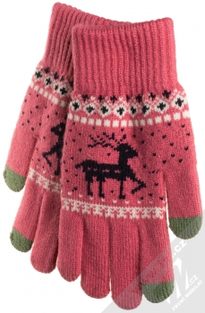 1Mcz Gloves Sobík pletené rukavice pro kapacitní dotykový displej růžová (pink) zezadu