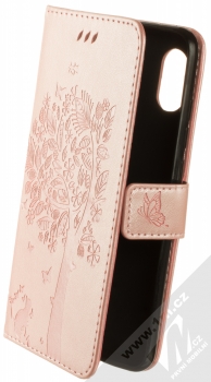 1Mcz GlypticaT Rozkvetlý strom a kočka 1 Book flipové pouzdro pro Xiaomi Redmi Note 6 Pro růžově zlatá (rose gold)