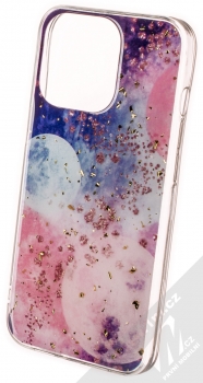 1Mcz Gold Glam Galaxie TPU ochranný kryt pro Apple iPhone 13 Pro tmavě modrá růžová (dark blue pink)