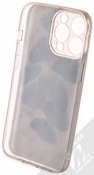 1Mcz Gold Glam Lístky Skinny TPU ochranný kryt pro Apple iPhone 13 Pro bílá zelená (white green) zepředu