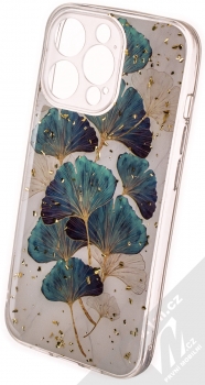 1Mcz Gold Glam Lístky Skinny TPU ochranný kryt pro Apple iPhone 13 Pro bílá zelená (white green)