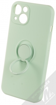 1Mcz Grip Ring Skinny ochranný kryt s držákem na prst pro Apple iPhone 13 mátově zelená (mint green) držák
