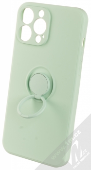 1Mcz Grip Ring Skinny ochranný kryt s držákem na prst pro Apple iPhone 13 Pro Max mátově zelená (mint green) držák