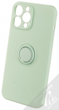 1Mcz Grip Ring Skinny ochranný kryt s držákem na prst pro Apple iPhone 13 Pro Max mátově zelená (mint green)