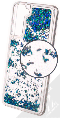 1Mcz Liquid Diamond Sparkle ochranný kryt s přesýpacím efektem třpytek pro Samsung Galaxy S21 tyrkysová (turquoise)