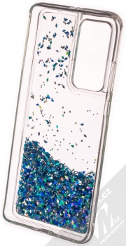 1Mcz Liquid Diamond Sparkle ochranný kryt s přesýpacím efektem třpytek pro Huawei P40 Pro tyrkysová (turquoise) zepředu