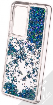 1Mcz Liquid Diamond Sparkle ochranný kryt s přesýpacím efektem třpytek pro Huawei P40 Pro tyrkysová (turquoise) zezadu